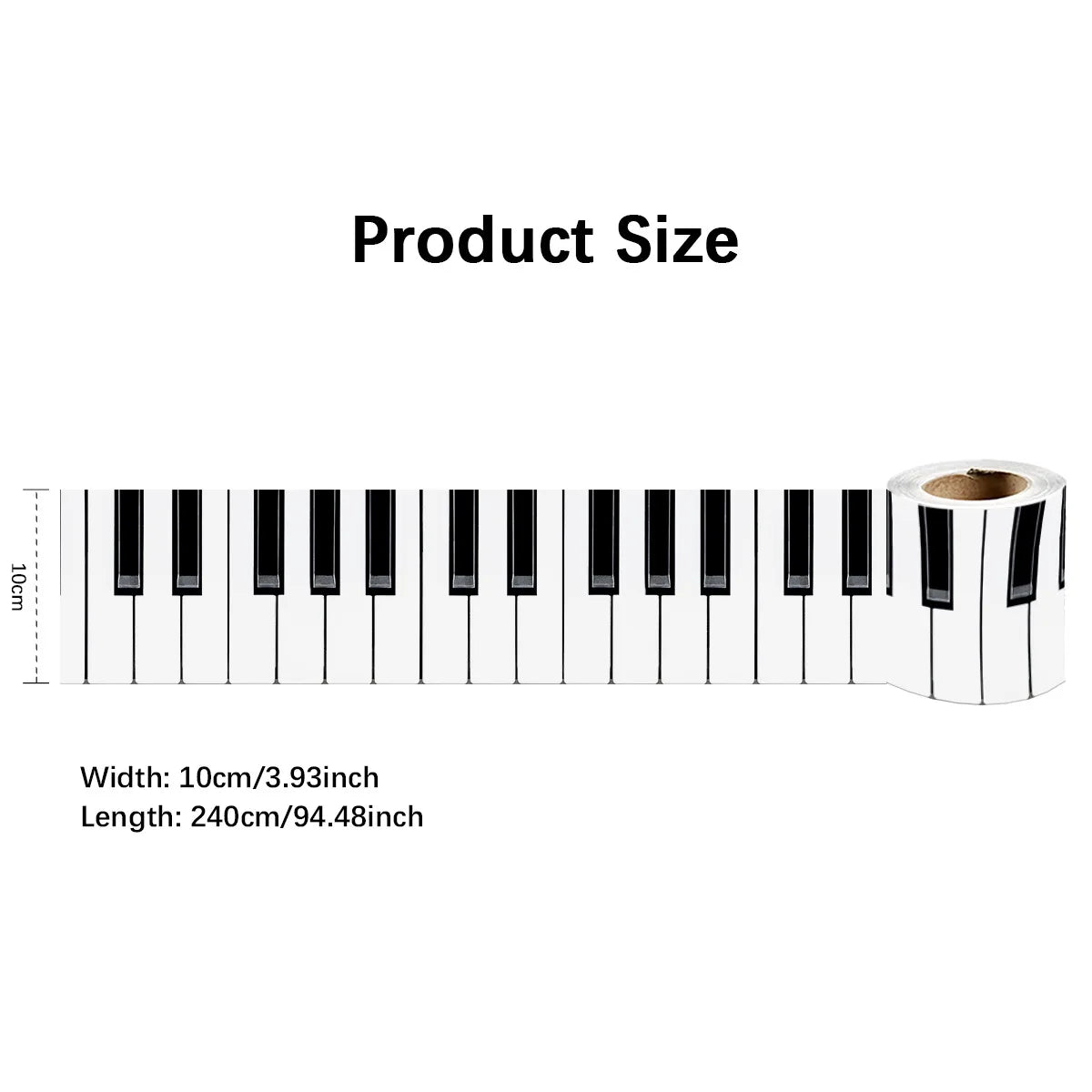 Black and White Piano Keys Wall Stickers Kicking Baseboard Waist Line Wallpaper Decals Music Decoration Glass Door Decor Musica Quake YX-94 10x240cm