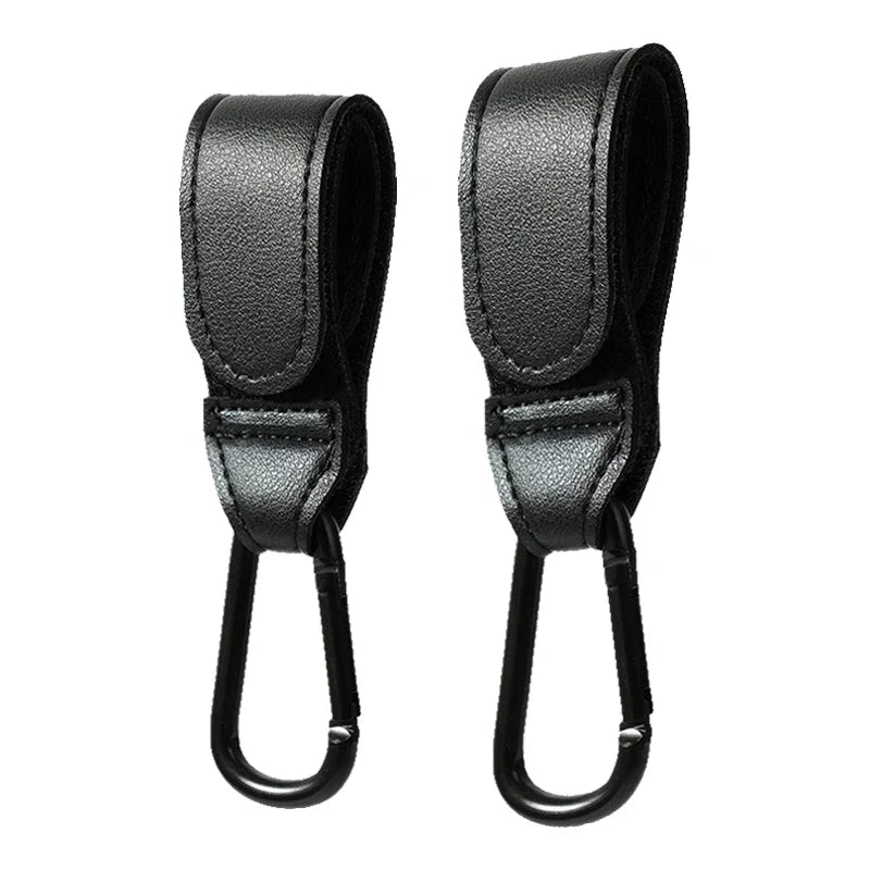 360 Degree 2pcs PU Leather Baby Bag Stroller Hook Pram Cart Organizer Rotatable Hook High-quality Crochet Stroller Accessories Quake