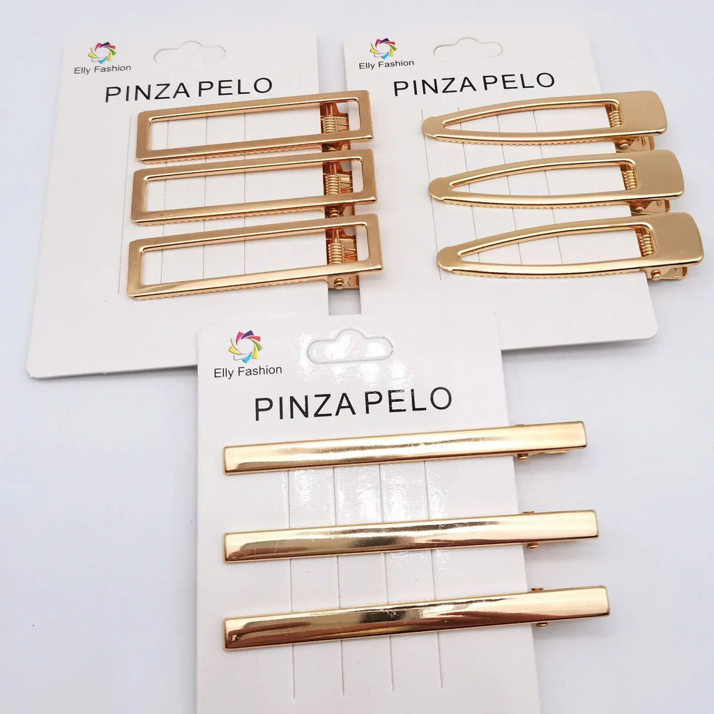 3pcs/set Korean Simple Metal Hairpins for Women Hollow Out Bangs Side Clip Gold Color Hairgrip Broken Hair Styling Accessories Quake