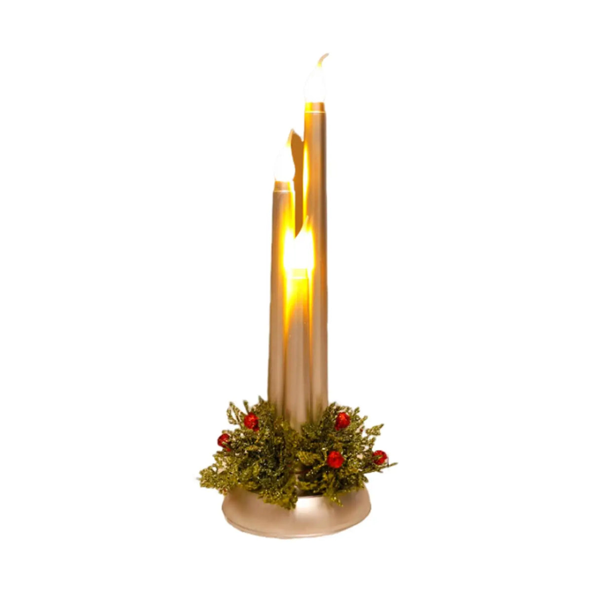 Flameless Christmas Candles, LED Candles, Photo Props, 12 Inch Tall Fake Quake Silver