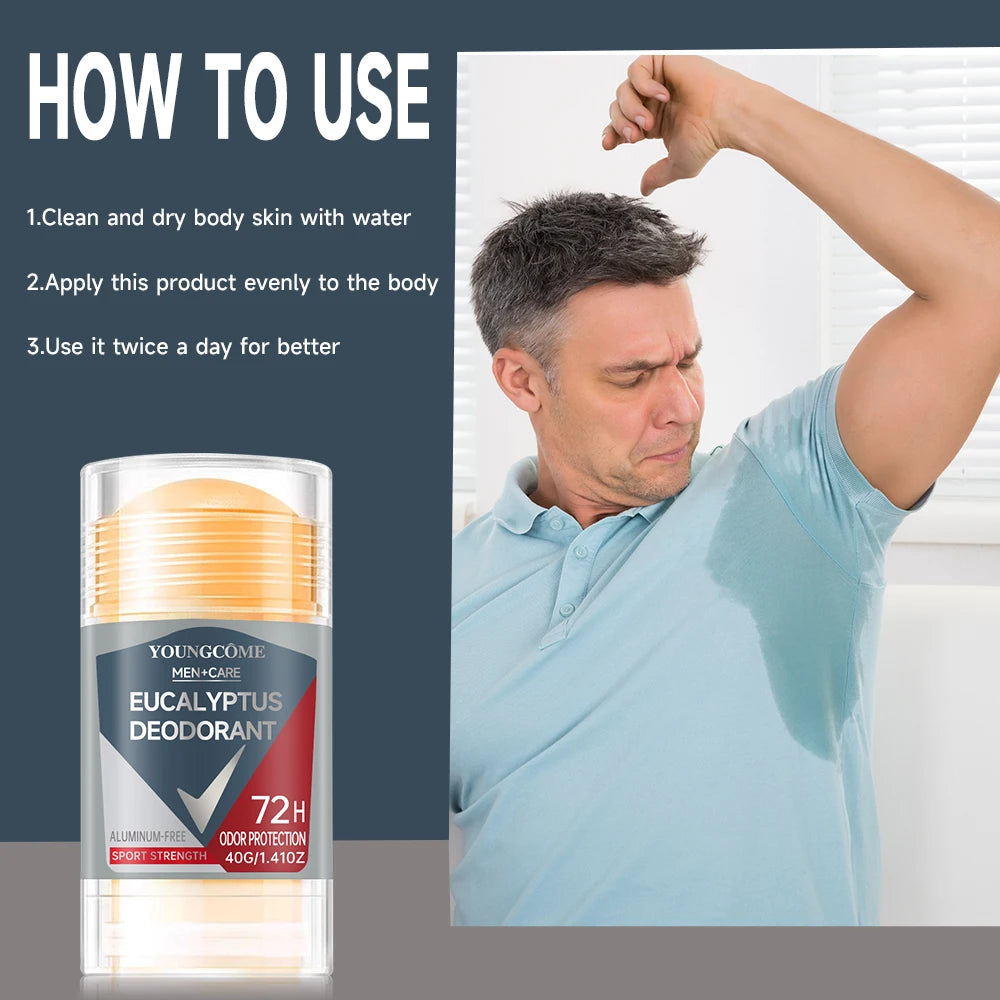 Men Eucalypt Deodorant Stick Anti Sweating Keep Drying Lasting Fragrance Remove Armpit Odor Underarm Refresh Sticks Refresh Quake