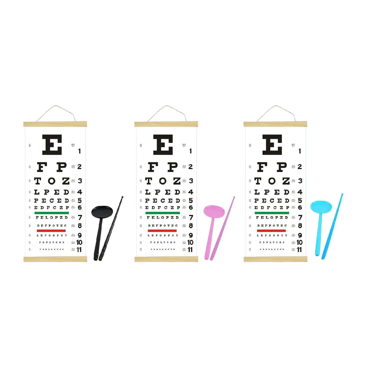 Eye Chart Eye Test Wall Chart with Hand Pointer with Occluder for Exam Home School Quake