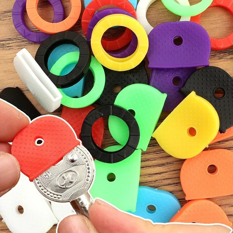 Soft Silicone Key Top Covers Color Key Sleeve Elastic Key Identifiers Protector Organizer Labels Keyring Protection Accessories Quake