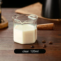YWDL 120ml Glass Espresso Measuring Cup with Wood Handle Hexagon Milk Jug Coffee Supplies Sauce Cup Serving Pitcher Quake clear 120ml