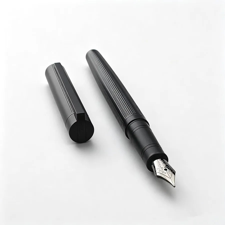 reticulation Striped Metal Fountain Pen F Nib Matte Black Office Signature Writing Ink Pen Gift Quake