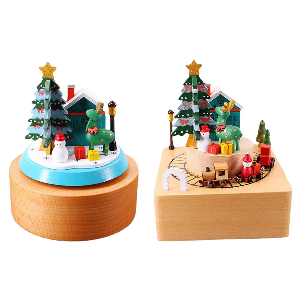 Christmas Musical Box with Revolving Dolls Handmade Play Merry Christmas Songs for Friends Children Wife New Year Collectible Quake