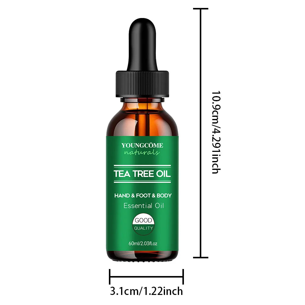 YOUNGCOME Tea tree essential oil for skin care, Repairing & Nourishing Hair Strengthens, Hydrates & Revitalizes Damaged Hair Quake 60ML
