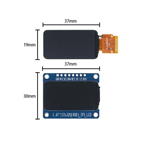 1.47 inch TFT IPS HD Display Screen LCD Module 172*320 SPI Interface ST7789 Driver 172X320 1.1 47; Color LCD; Quake