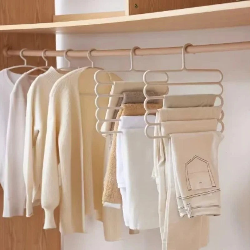 4PCS Household Multi-functional Pants Hanger Thick Non-slip Design Multi Layer Rack for Hanging Trousers Scarves in Wardrobe Quake
