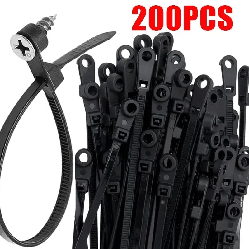 Creative Nylon Cable Ties with Screw Hole Mount Self Locking Loop Wrap Bundle Ties Strap DIY Office Cables Wire Fasten Organizer Quake