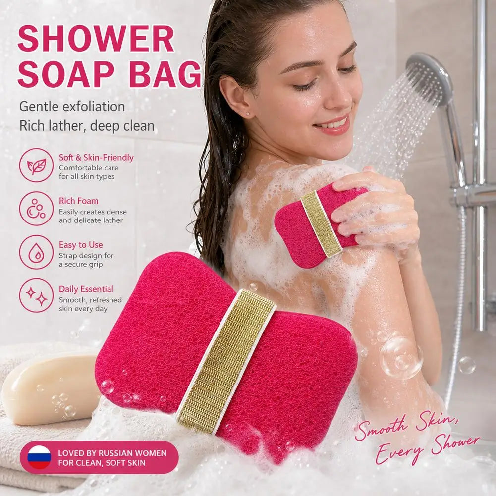 Sponge Soap Bag Bath Cleansing Foaming Net Pouch Body Exfoliating Scrubber Sponges Bathroom Nylon Soap Pocket Quake
