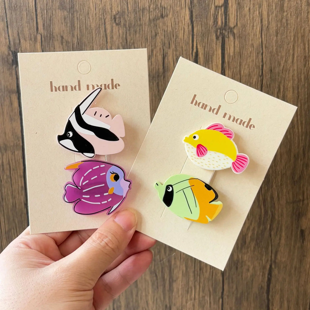 Cute Cartoon Small Fish Bangs Clip Summer Vacation Duckbill Clip Seaside Styling Accessories Acrylic Headwear for Women Girls Quake