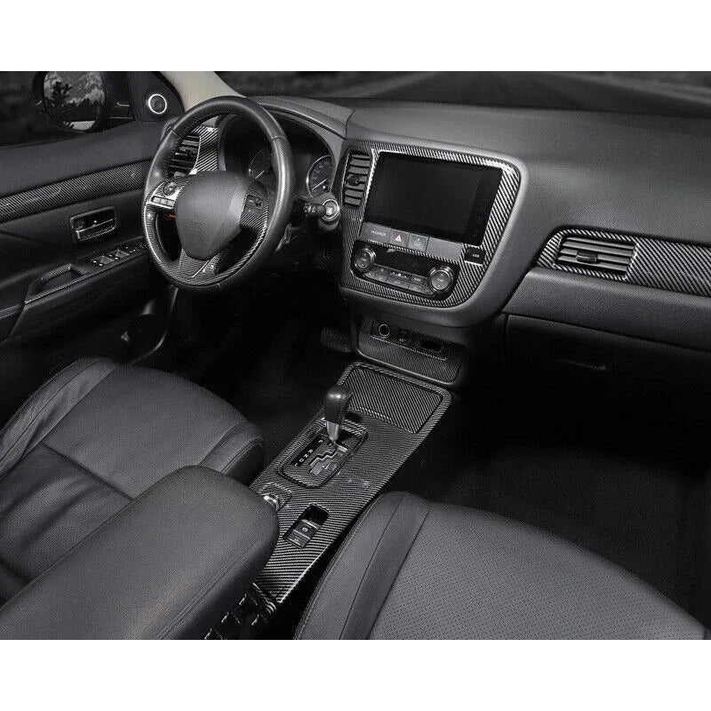 For Mitsubishi Outlander 2017-2021 ABS Carbon Fiber Style Inner Sticker Car Interior Steering Wheel Cover Trim Frame Decotation Quake