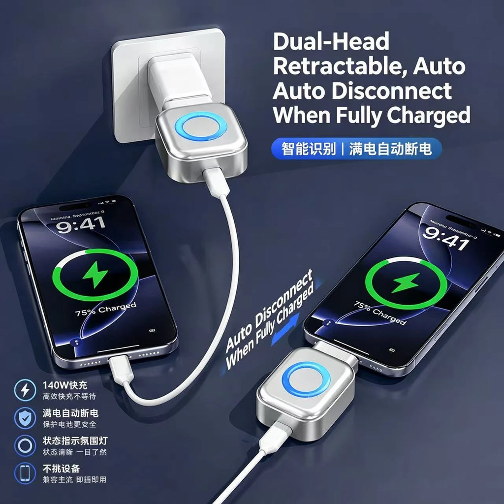 Smart Full Charge Self-Cut Type-C Adapter, Universal Auto Disconnect for Night Charging, Overcharge Prevention Separator Quake