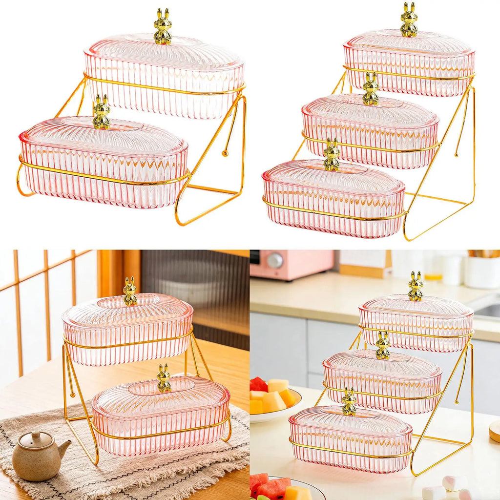 Iron Plastic Dried Fruit Plate Multipurpose Kitchen Serving Tray with Rack for Party Dessert Quake