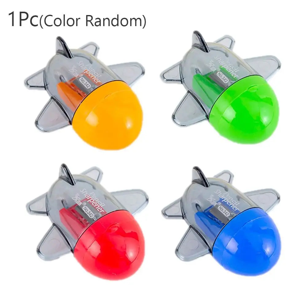 Cartoon Airplane Pencil Sharpener Pencil Cutter Tool Student Stationery School Office Supplies Color Random Quake 1pc