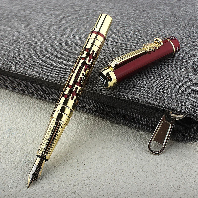 Luxury Hollow Out Metal Fountain Pen Iridium EF/F/M/ Nibs Business Writing Gift Pens School Office Supplies Stationary Quake