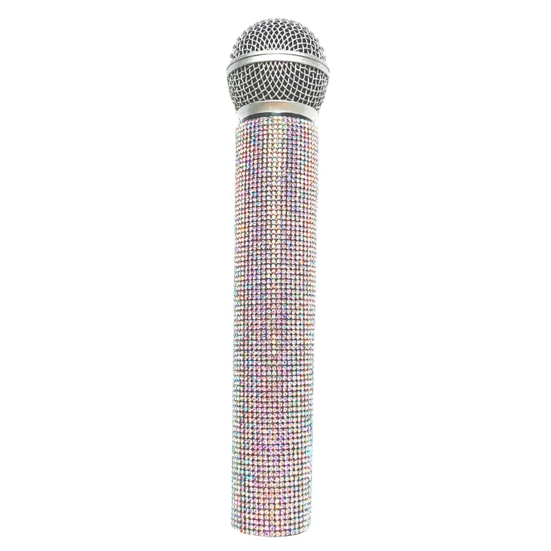 Rhinestone Simulation Microphone Props Colorful Plastic Fake Micriphone Decoration Ornaments For Home Bar Party Favors Photograp Quake colorful