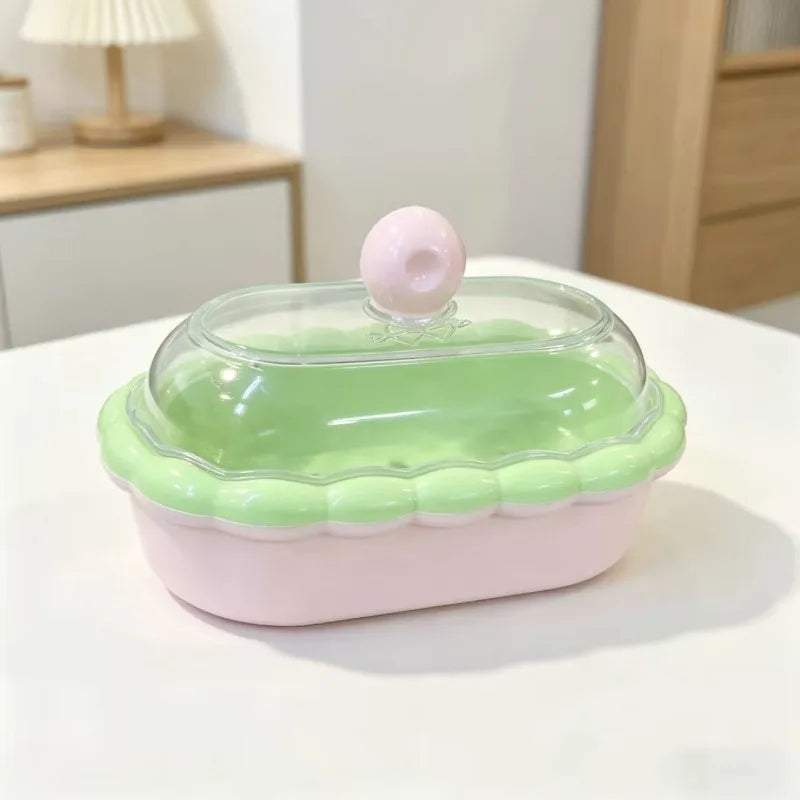 1pc High Appearance Household Soap Box with Drain Cover Bathroom Student Dormitory Quake