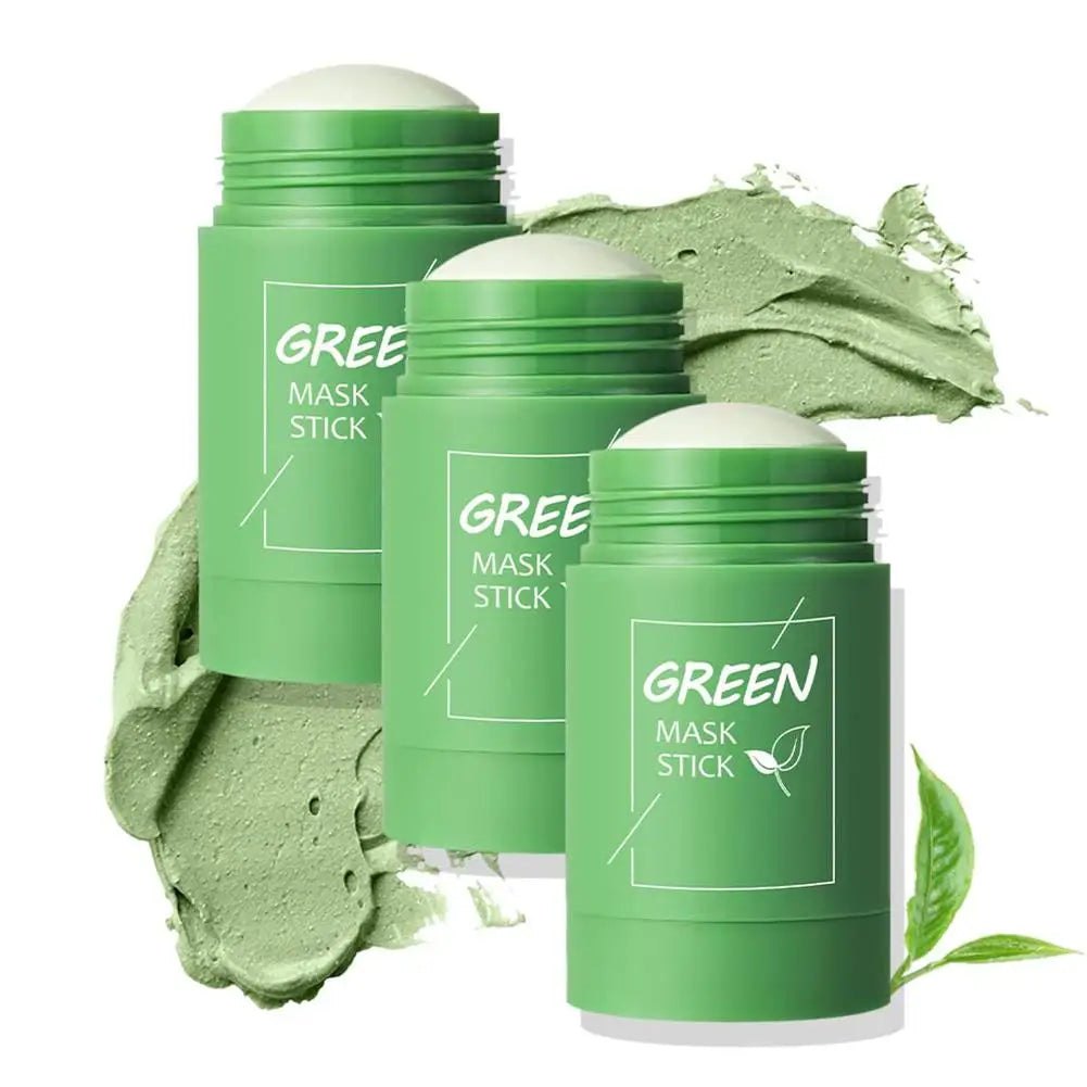 1/3PCS Green Tea Clay Stick For Face, Green Smear Acne Shrink Blackhead Green Tea Extract Facial Mask Pore Cleansing Quake
