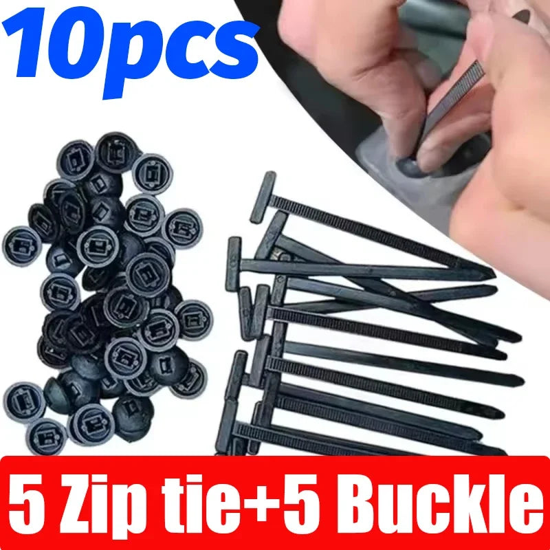Nylon Cable Tie Buckle Universal Car Fender Trunk Engine Guard Panel Wire Management Secure Auto Fastener Screw Replacement Clip Quake 5Sets(10Pcs)