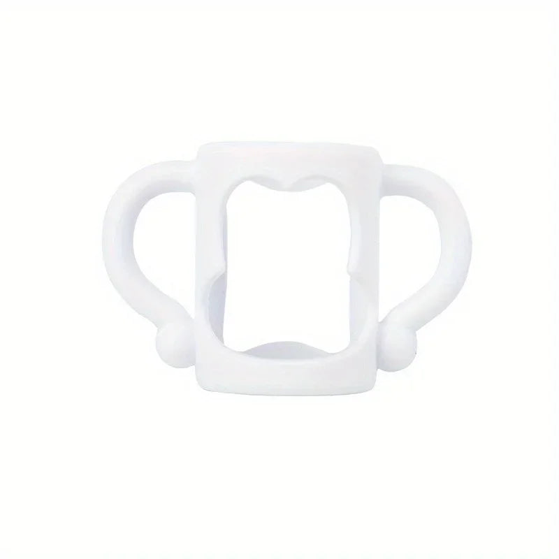 vvocci Silicone Bottle Handle For Narrow Baby Bottles, Easy Grip Handle, Can Accommodate Most Bottles - BPA-free Soft Silicone Quake B212 White