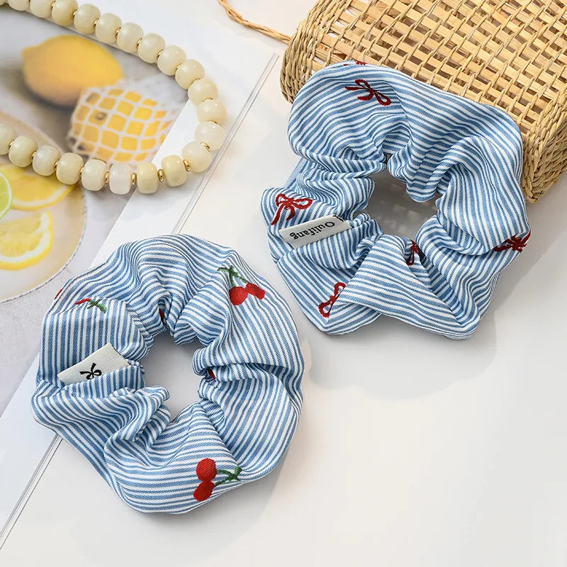 Sweet New Striped Large Scrunchie Gentle Hair Tie No Hurt Hair Versatile Hair Rope for Women Daily Hair Dressing Decor Quake
