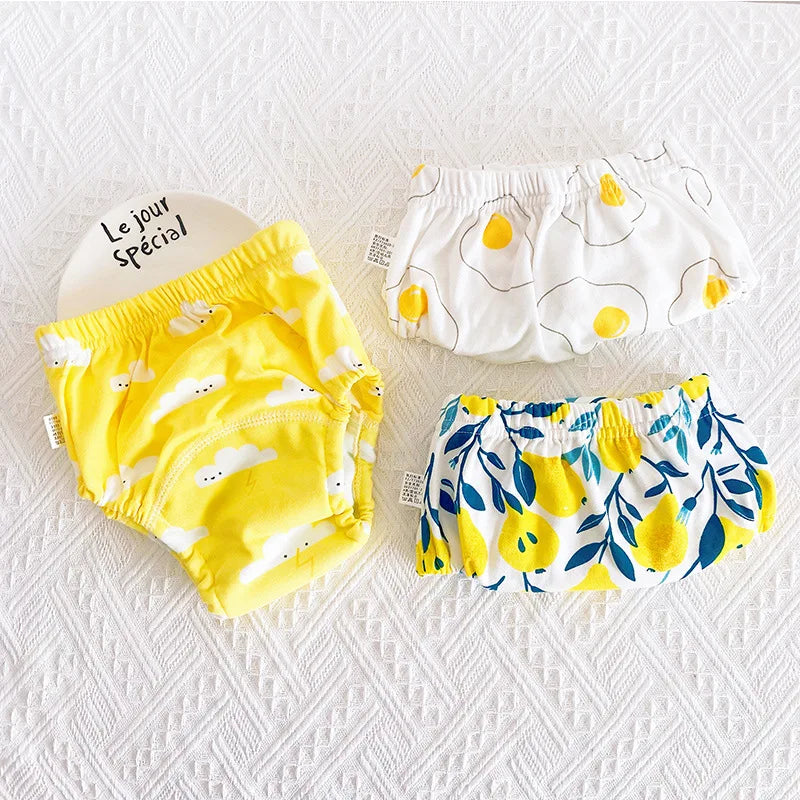 8-18KG Nappy 3 Pieces/lot Baby Training Pants 6 Layers Bebe Cloth Diaper Reusable Washable Cotton Elastic Waist Cloth Diapers Quake B106 005 L(9-18KG)