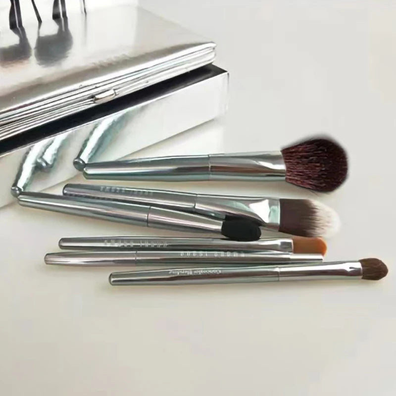 BB Series Silver 6pcs Makeup Brushes Set Foundation Loose Powder Concealer Eyeshadow Brush Cosmaetic Tools For Beauty Quake