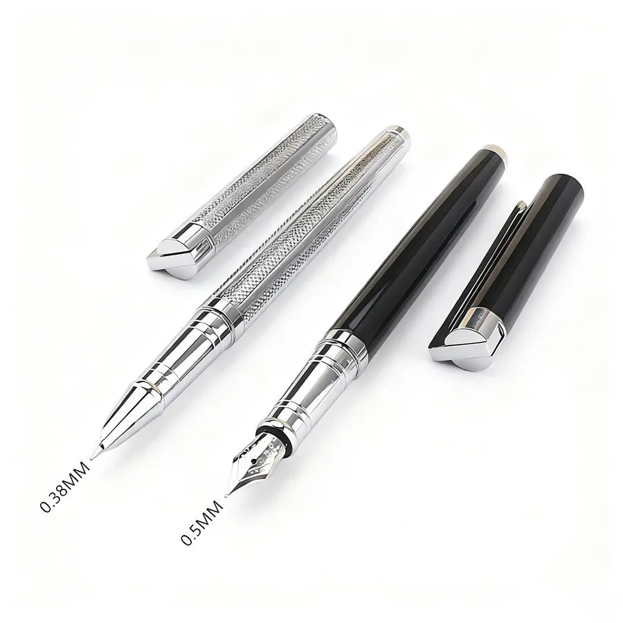 Jinhao 126 Metal Fountain Pen Silver Carved Business Signature Pen for Office Writing Quake