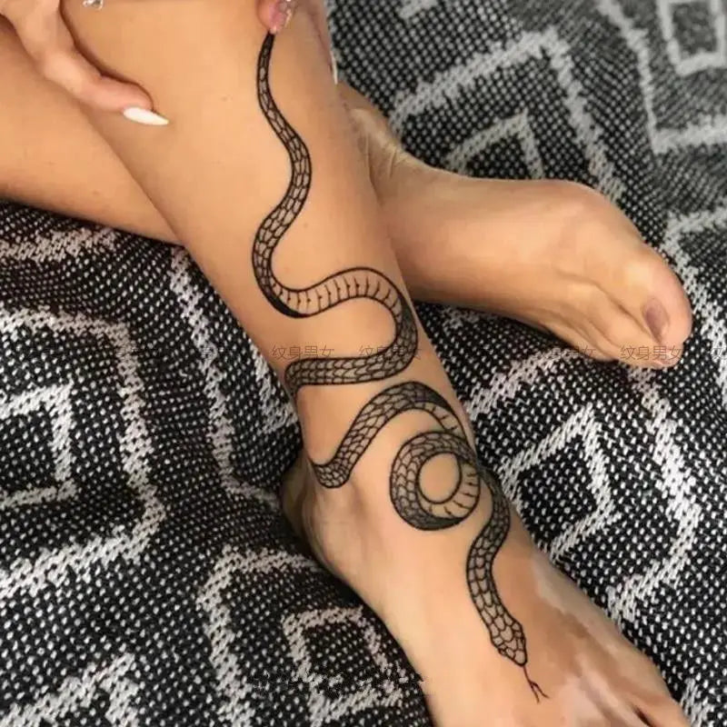 Black Snake Temporary Tattoo Stickers for Women Men Body Waist Lating Waterproof Fake Tattoo Dark Wine Big Size Snake Tattoo New Quake