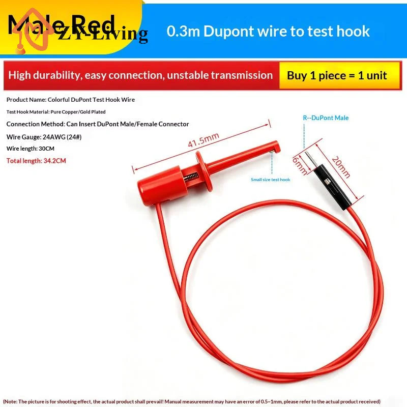 1Pcs Electrical Test Hooks With Male Female Connector Wire Transistor Tester Probe Clip For Multimeter Instrumentation Quake