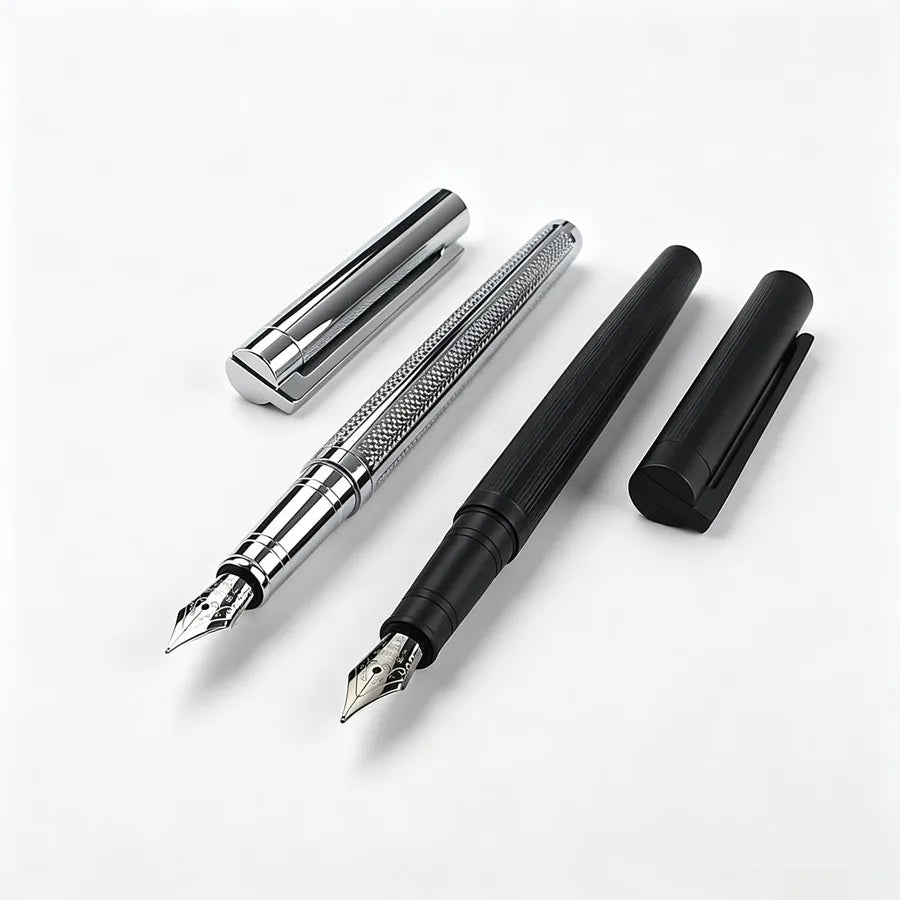 reticulation Striped Metal Fountain Pen F Nib Matte Black Office Signature Writing Ink Pen Gift Quake