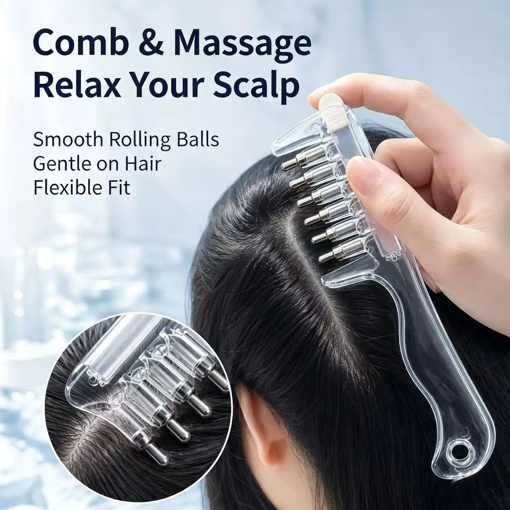 Hair Oil Applicator Scalp Massage Liquid Comb Built-In Liquid Reservoir Rolling Metal Teeth for Hair Growth Home Hair Care Tool Quake