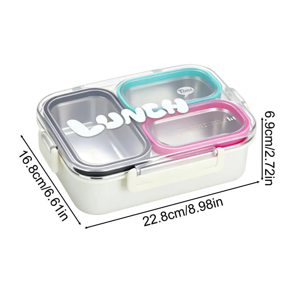 Stainless Steel Lunch Box 3 Compartment Leak Proof with Lid for Adults School Camping Spring Trip Commuting Picnic Fruits Snacks Quake C