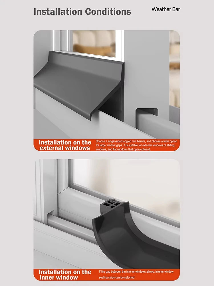 Window water blocking bar home window rain Flashing board aluminum alloy window edge waterproof Water Deflector sealing strip Quake