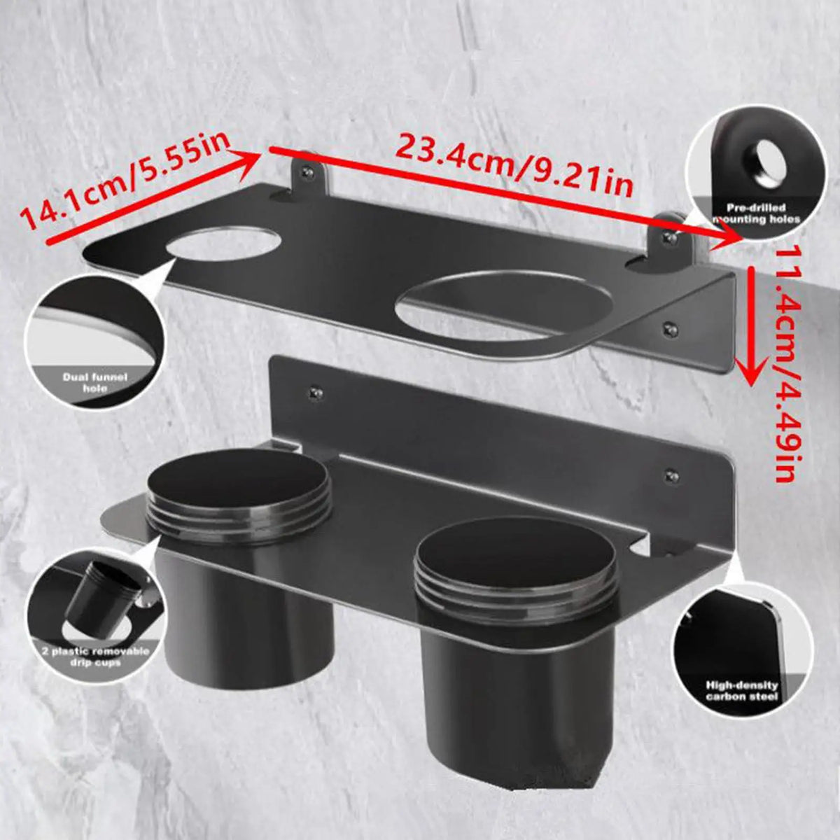 2 Pieces Oil Funnel Holder Storage Rack Easy to Install Organizer Garage Fluid Drain Portable Funnel Kit with Removable Cup Quake