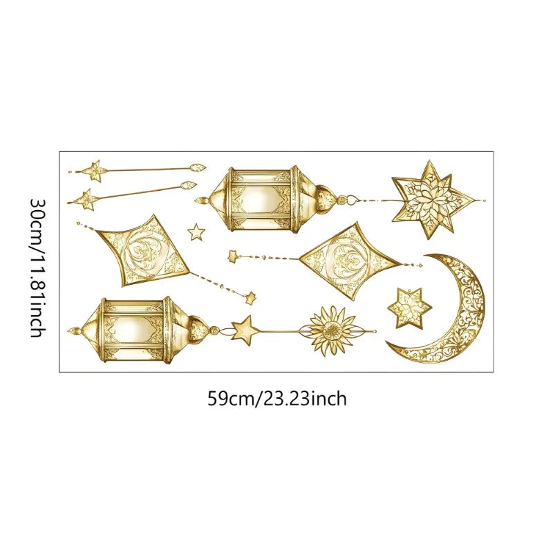 1pc Vintage Golden Moon Star Hanging Decoration Homestay Living Room Wall Decoration Stickers Home Decoration Quake A