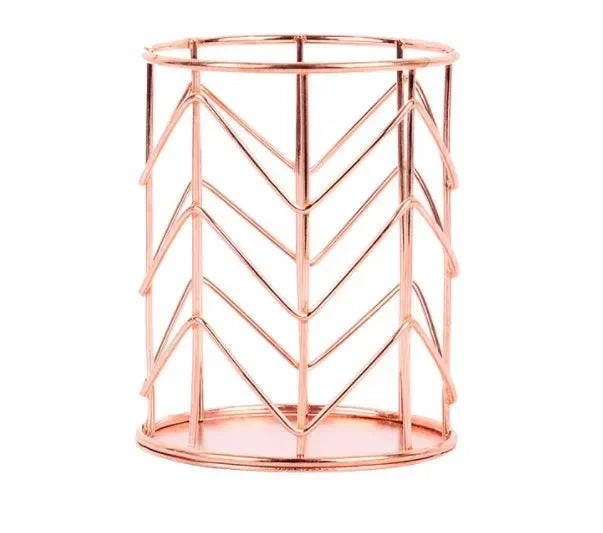 Nordic Metal Wrought Iron Storage Finishing Basket Stationery Makeup Brush Storage Bucket Multi-function Quake No.6