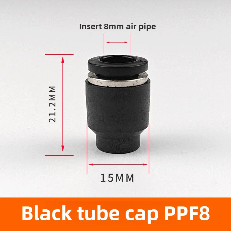 3/5PCS PPF Pneumatic Joints PPF Pipe Caps, Straight-through, Quick Plug Air Hoses, Caps, Pipe Plugs,4/6/8/10/12/14/16 Pipe Plugs Quake PPF-08(Black) 5pcs