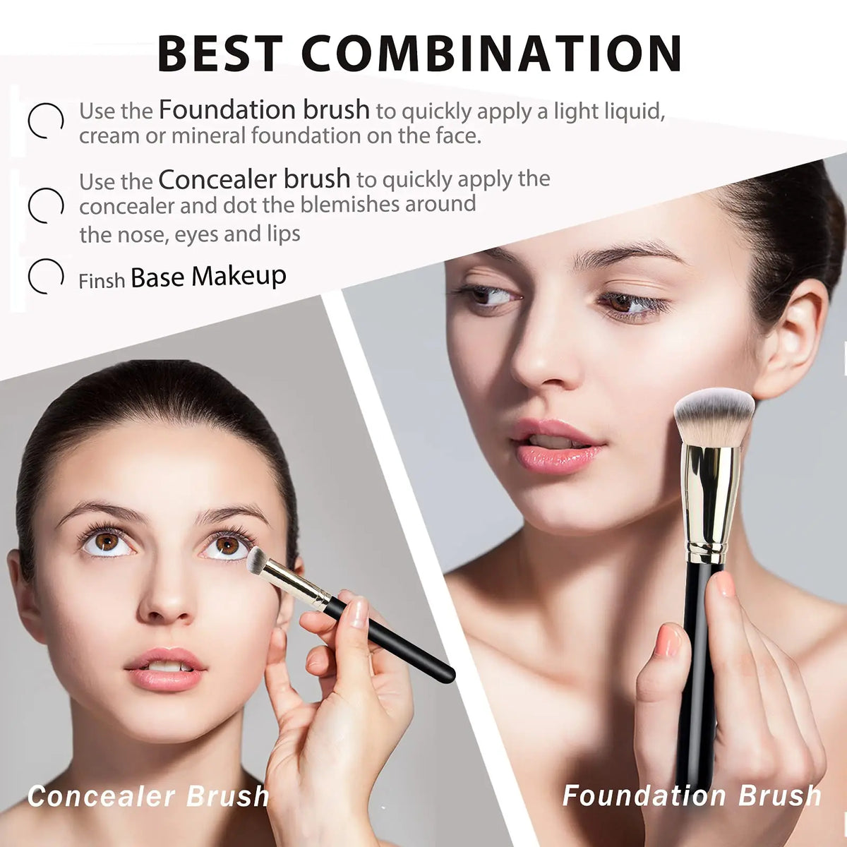 2 PCS Makeup Brush Professional Foundation Brush and Concealer Brush Quake