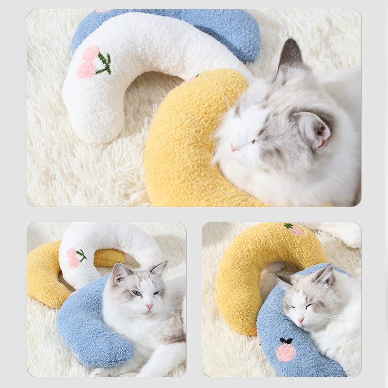 Fair Little Pillow for Cats Ultra Soft Fluffy Pet Calming Toy Half Donut Cuddler Joint Relief Sleeping Improve Machine Washable Quake