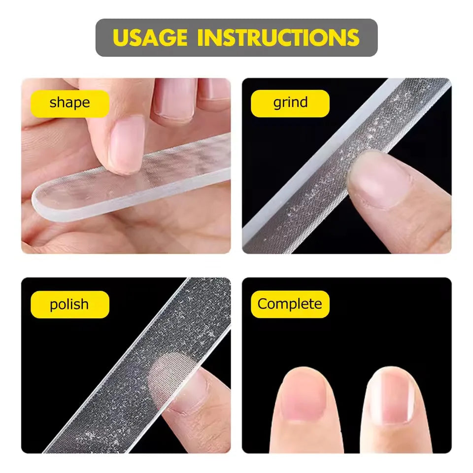 Professional Manic, Glass Nail Shiner 1/8Pcs Crystal Shine Polisher Upgrade Glass Nail File for Natural Nails Nano Nail Buffers Quake