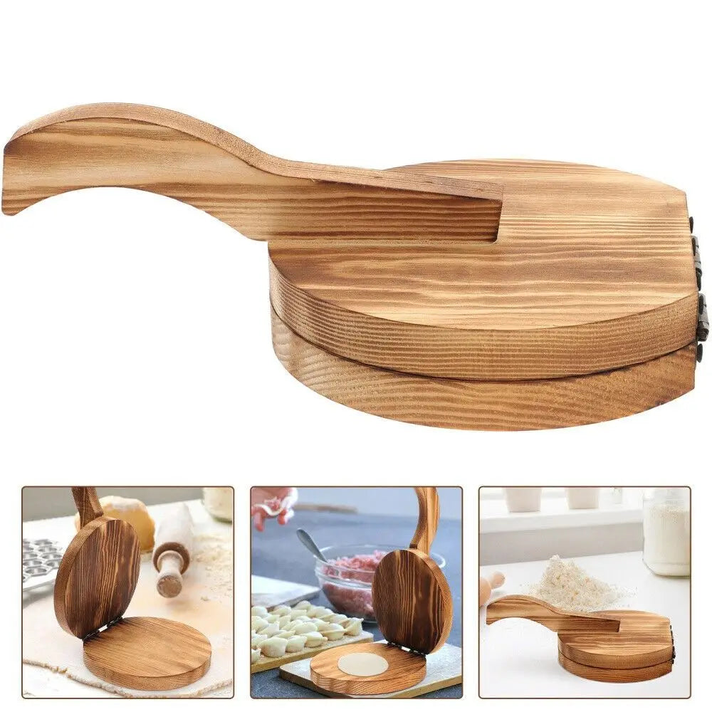 DIY Wooden Dumpling Wrapper Presser Pastry Tool Kitchen Baking Accessories Dough Presser Round Shape Chapati Presser Household Quake
