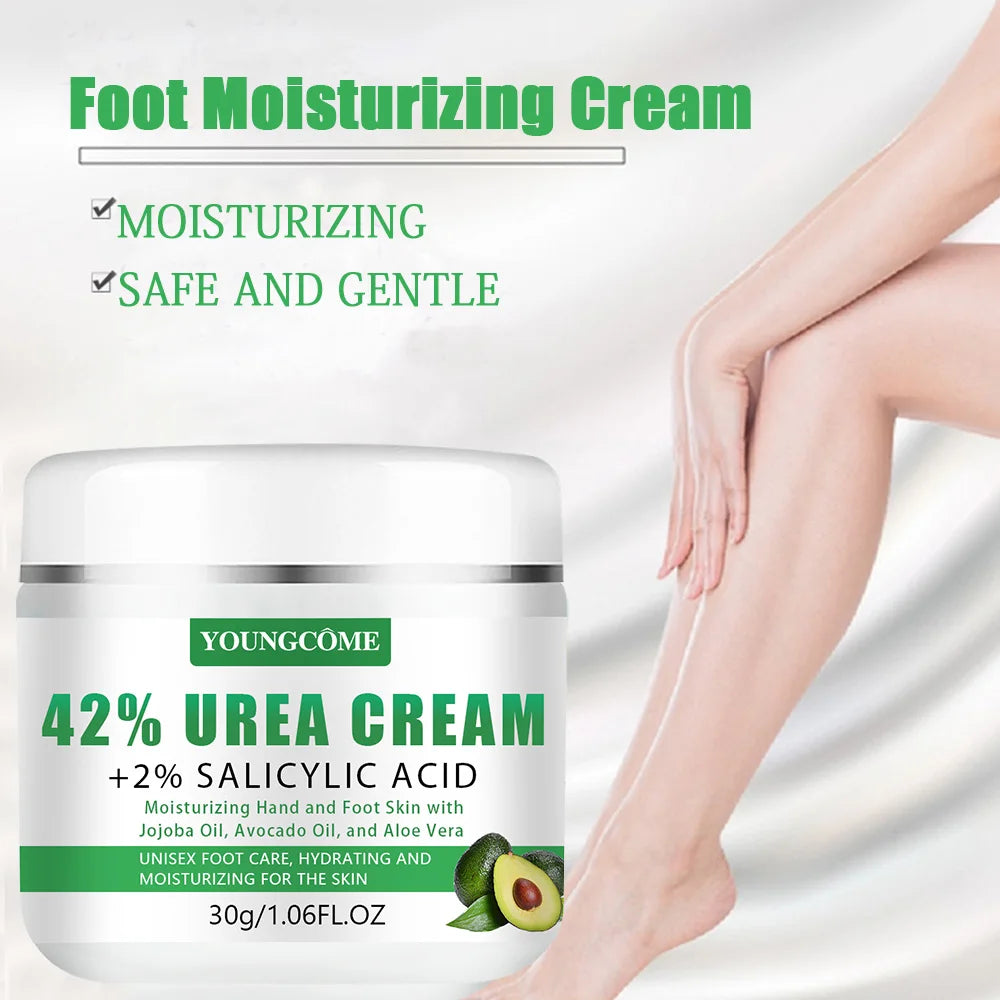 YOUNGCOME 42% Urea + 2% Salicylic Acid Avocado Foot Cream – Intensive Moisturizing Calluses & Dry Skin Hands/Feet, All Skin Quake