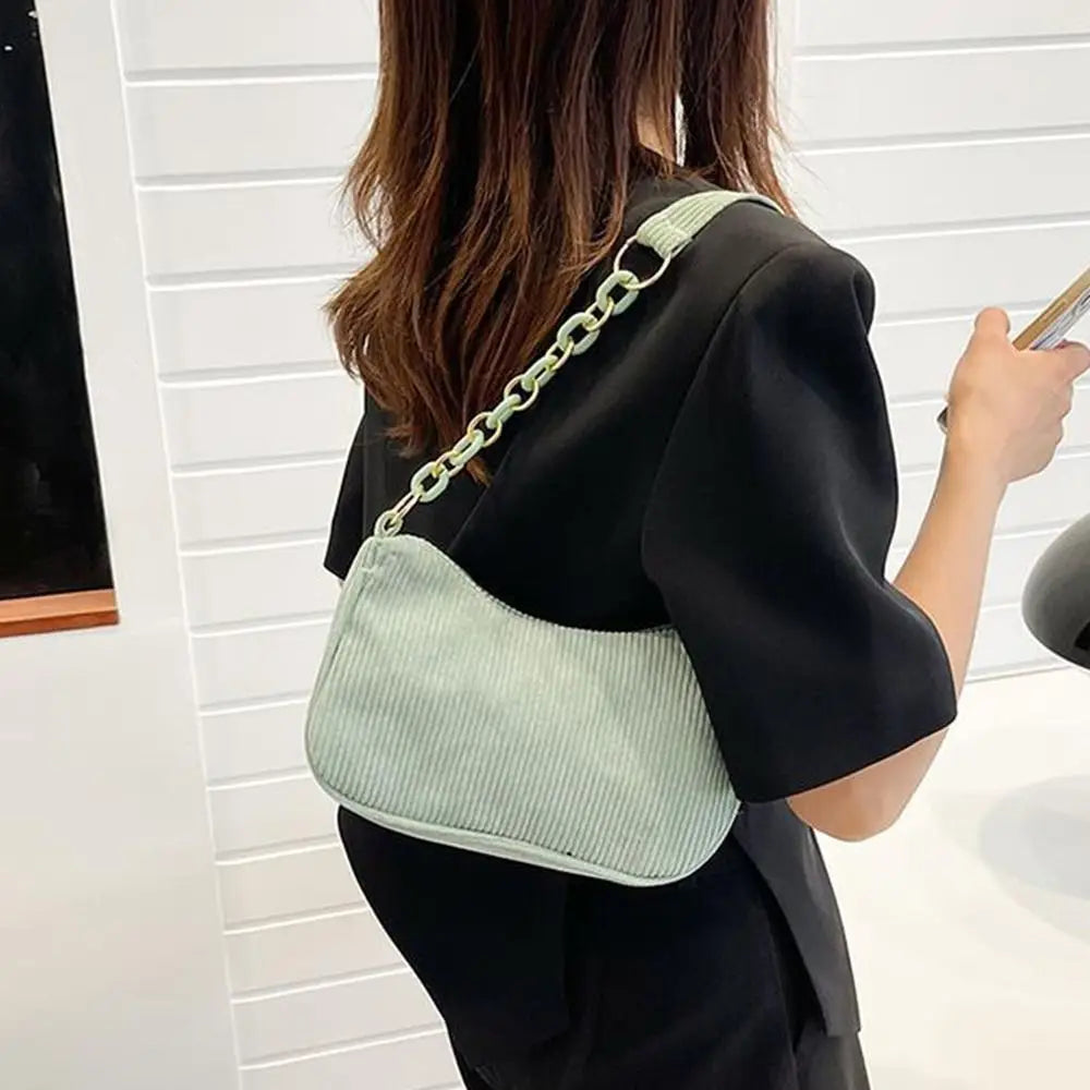 Fashion Vintage Handbags Women Autumn Winter Corduroy Underarm Bag Zipper Shoulder Small Bags Female Soft Casual Clutch Handbag Quake
