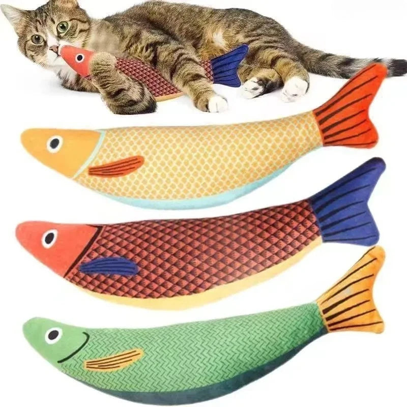Cat Toy Contains Catnip for Self Pleasure and Relaxation 3D Simulated Fish Pillow Fish Interactive Sound Plush Toy Quake