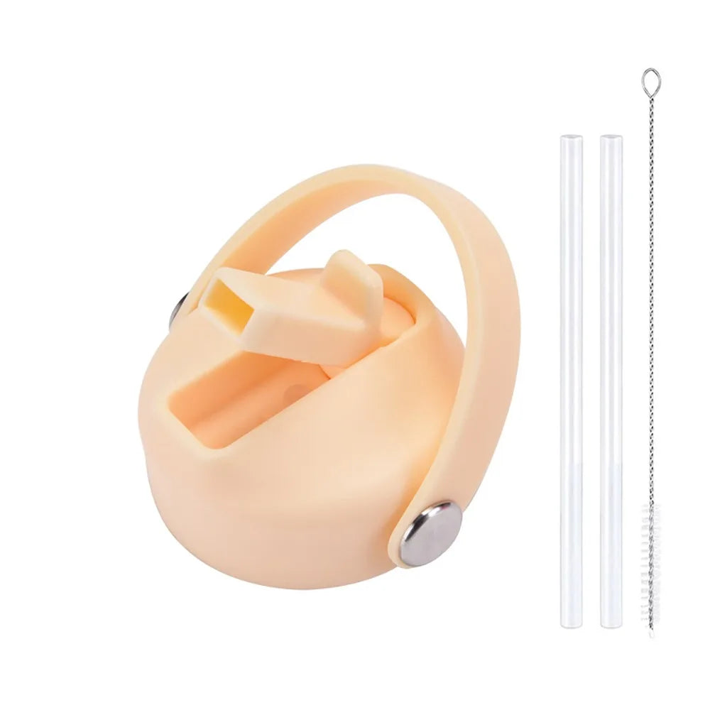 PP Plastic Cup Lid Splash Spill Proof With Big Handle Vacuum Bottle Replacement Lid Wide Mouth Bottle Cover Quake 15