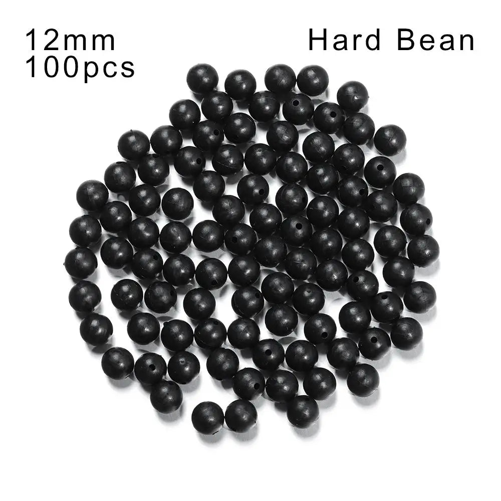 High Quality Plastic Stoppers Night Black Fishing Floats Beads Round Soft and hard bean Quake Hard Bean-12mm