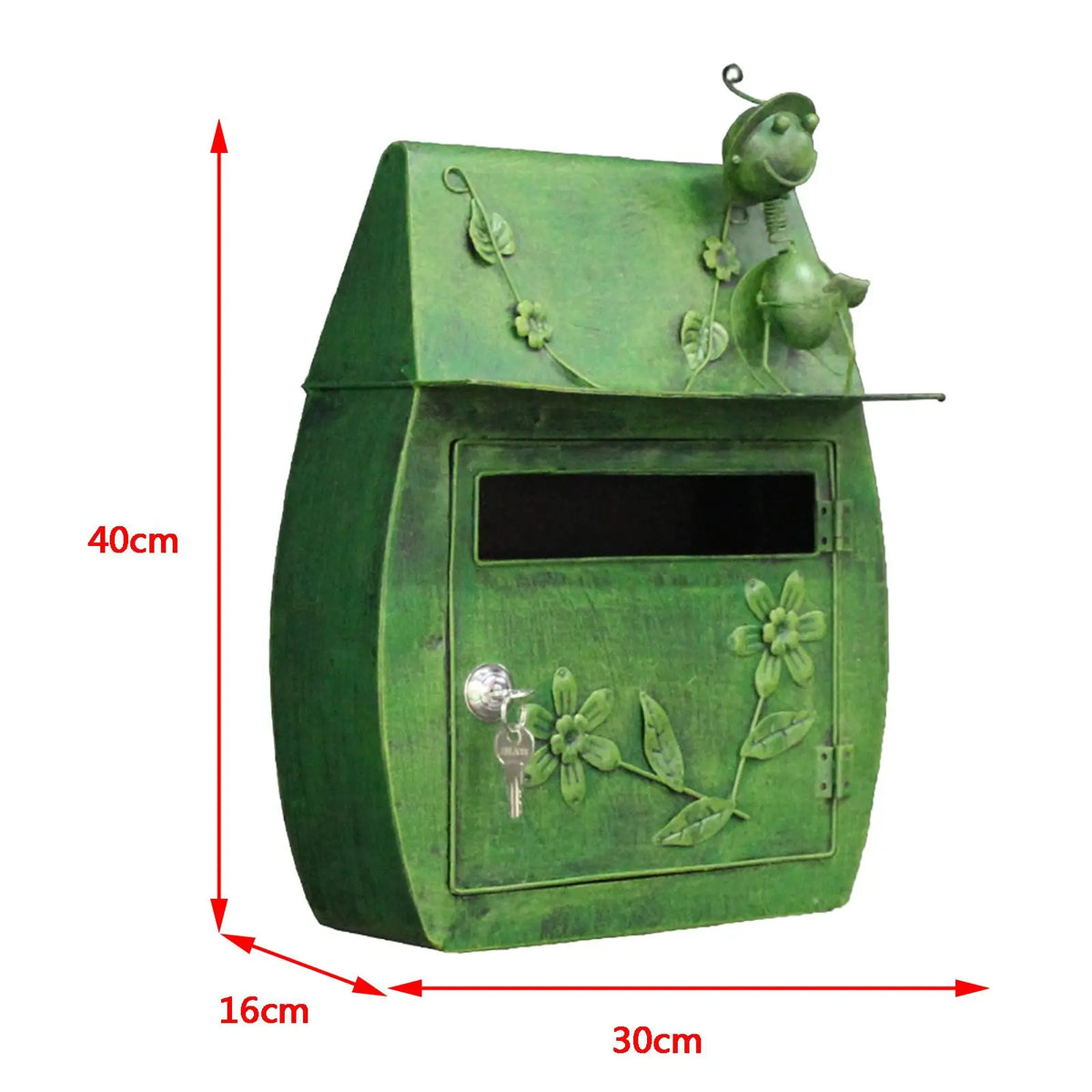Wall Mount Mailbox with Key Lock Large Outdoor Retro Iron Letter Quake